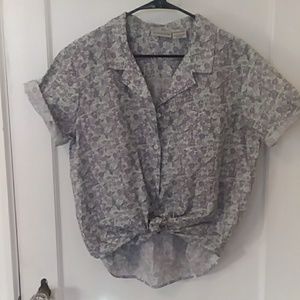 Vintage | Floral Print Short Sleeve Button Down